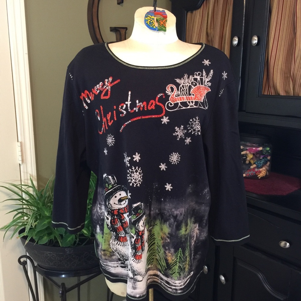 💥 New Directions Woman Black Christmas Tee 3X